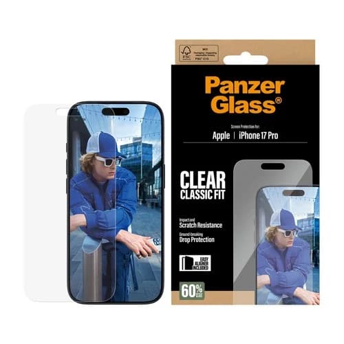 PanzerGlass - Skærmbeskytter iPhone 17 Pro / Classic Fit med EasyAligner